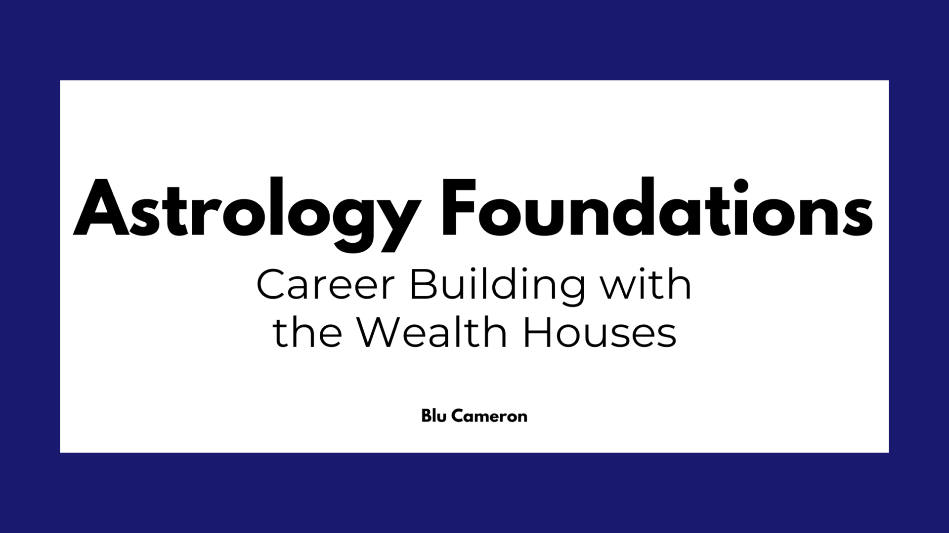 Black text against a white and purple background reads: "Career Building with the Wealth Houses"